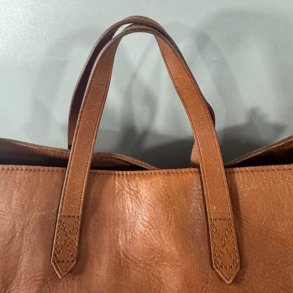Madewell Brown Leather Top Handle Zipper Closure Satchel Shoulder Bag - Picture 4 of 14